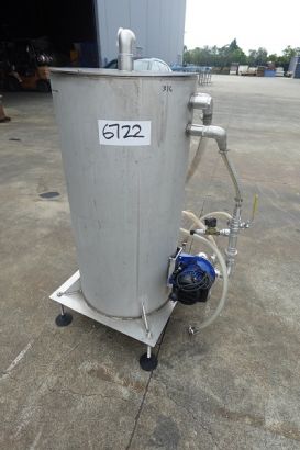 Vertical Stainless Steel Storage Tank, 200Lt, 500mm Dia x 500mm H straight