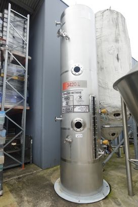 Vertical Stainless Steel Storage Tank, 3420Lt, 1050mm Dia x 4250mm H straight